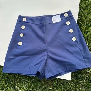 Express MIDI High Rise navy shorts
